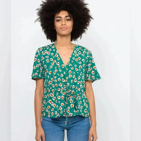 CAMAIEU Green Floral Blouse - Picture 1 of 6